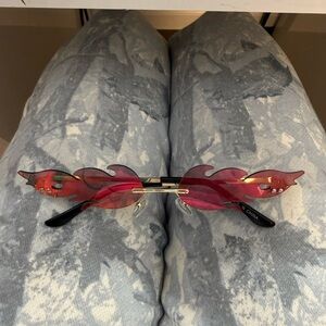 Flame Shaped Sunglasses with Red Lenses